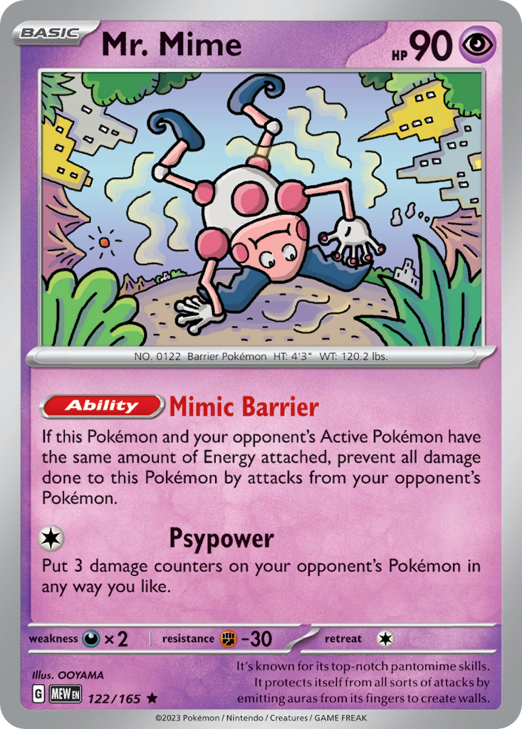 151 Set Holo Mr. Mime #122/165