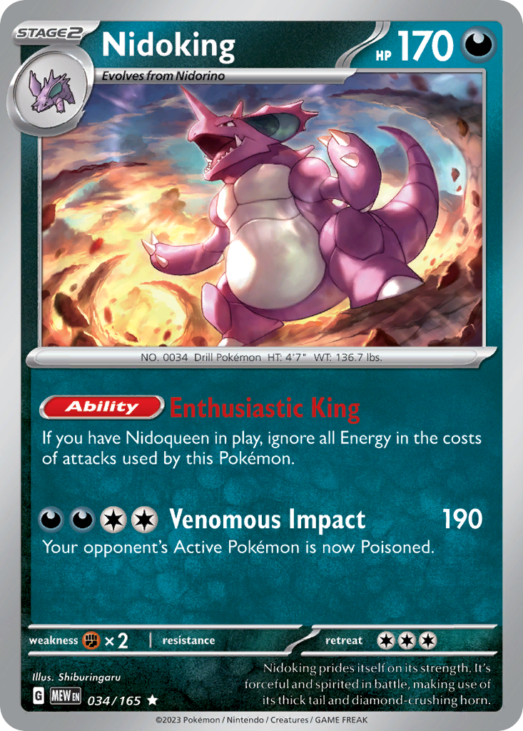151 Set Holo Nidoking #34/165