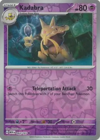 151 Set Kadabra #64/165 reverse holo