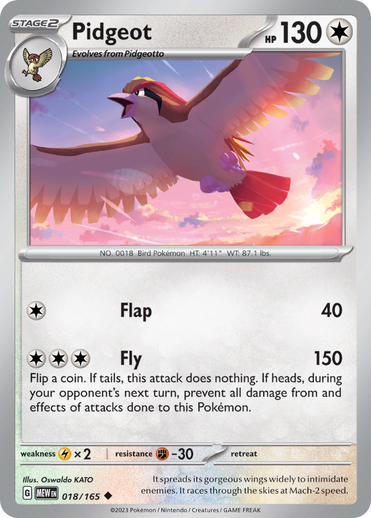 151 Set Pidgeot #18/165