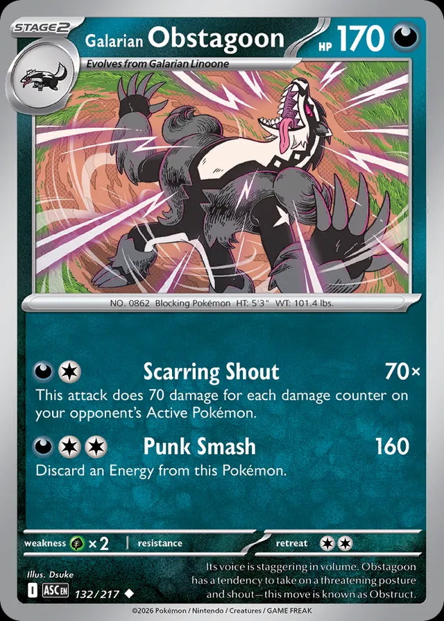Ascended Heroes Galarian Obstagoon #132/217