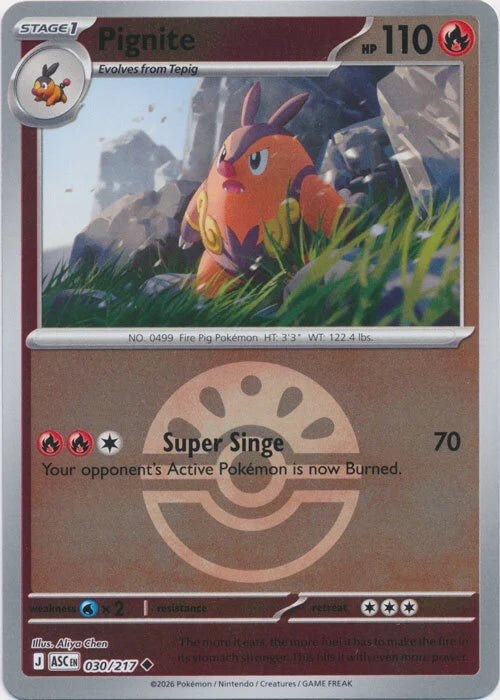 Ascended Heroes Pignite #030/217 Pokeball Reverse Holo