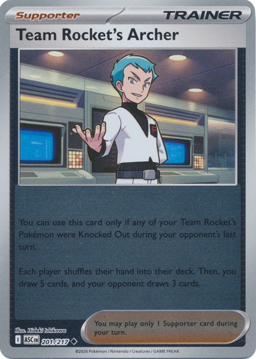 Ascended Heroes Team Rocket’s Archer #201/217 Reverse Holo