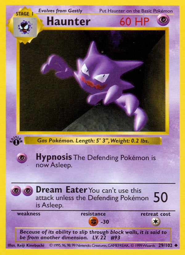 Base set Haunter #29/102 first edition