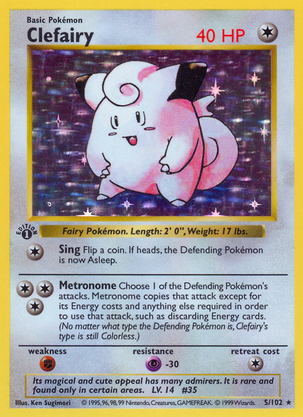 Base set Holo Clefairy #5/102 first edition