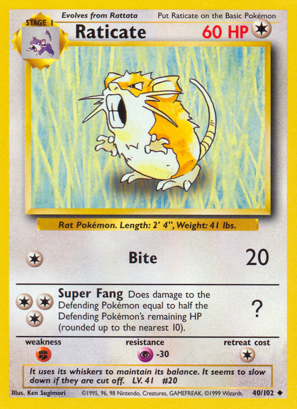 Base set Raticate #40/102 unlimited