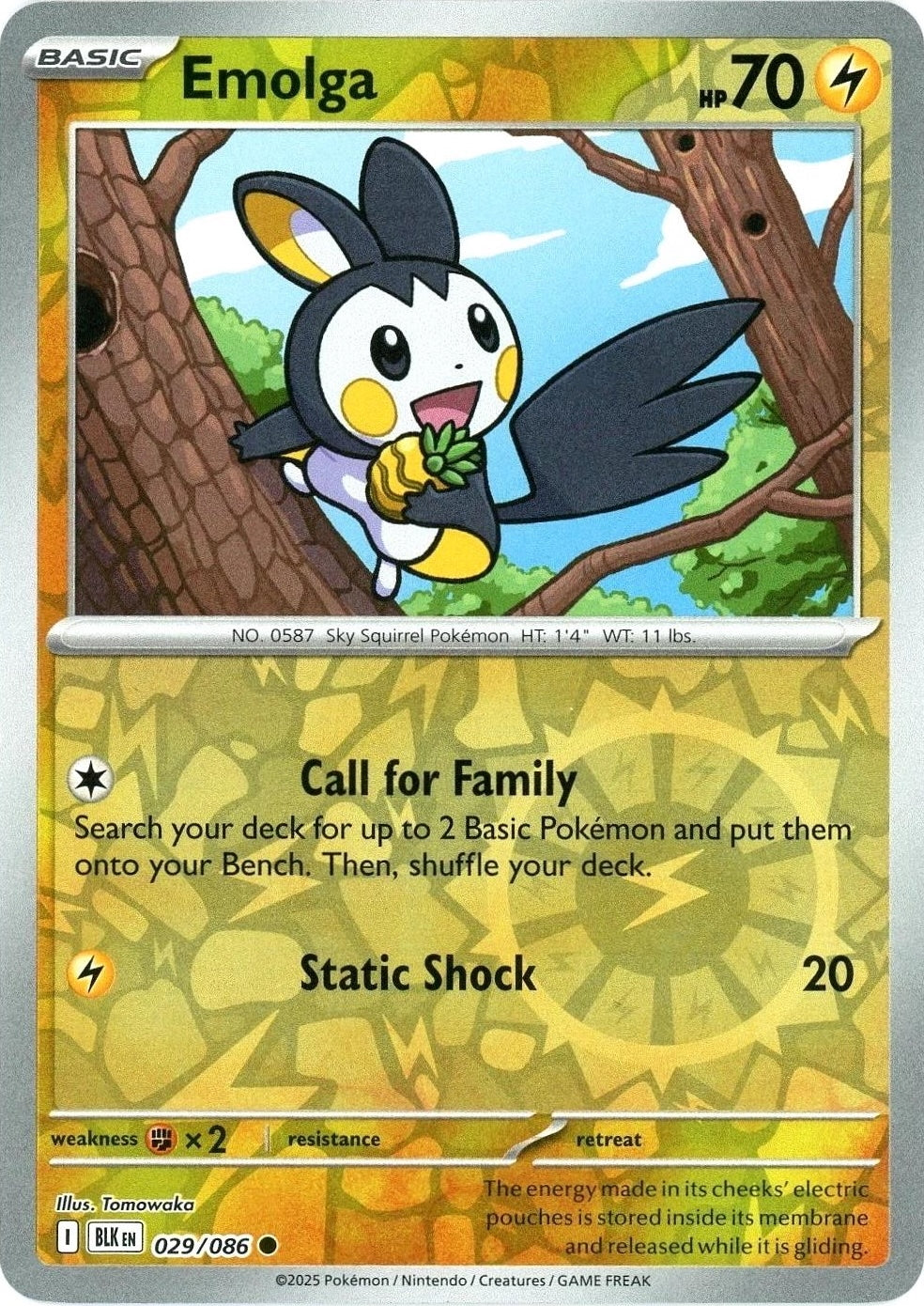 Black Bolt Emolga #29/86 reverse holo