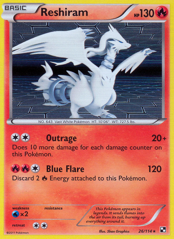 Black & White Holo Reshiram #26/114