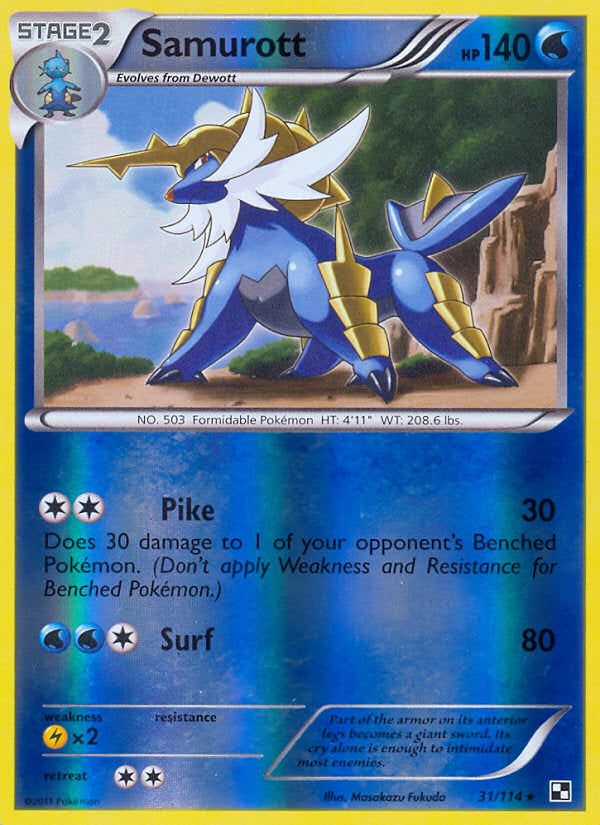 Black & White Samurott #31/114 reverse holo