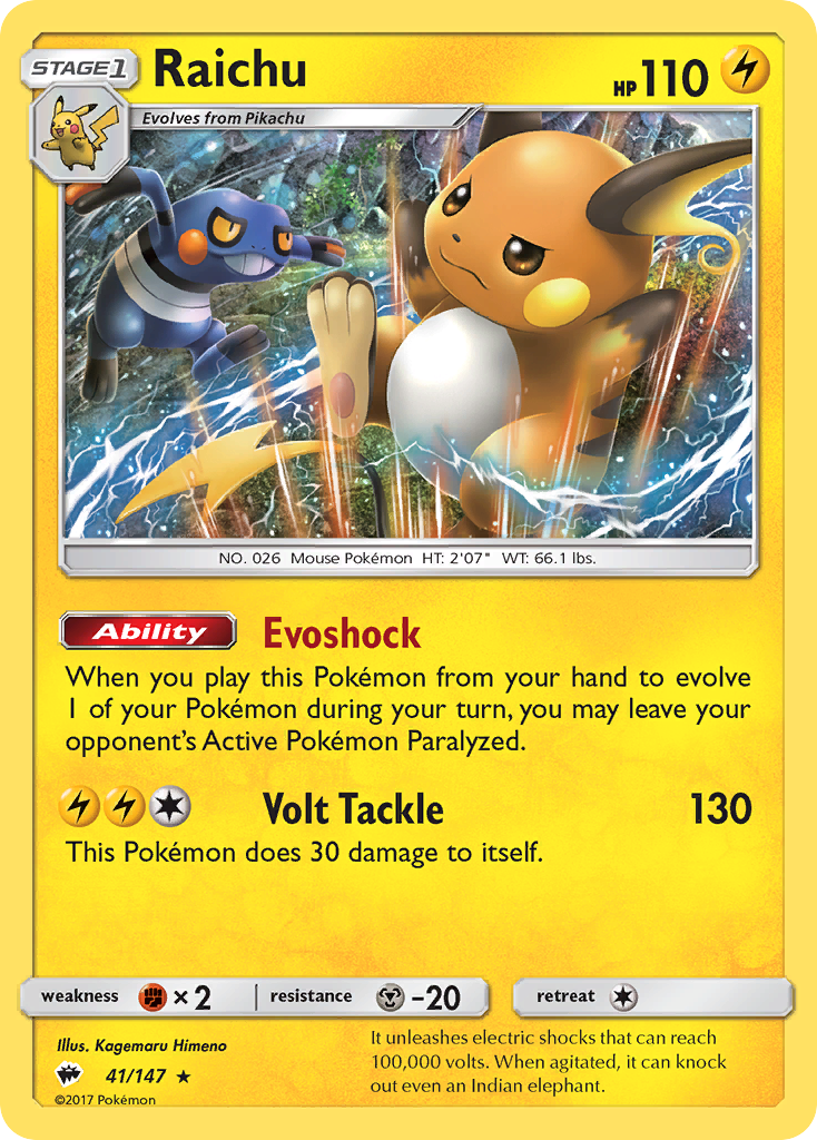 Burning Shadows Holo Raichu #41/147