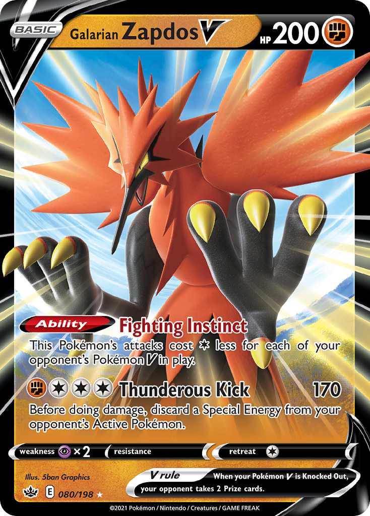 Chilling Reign Galarian Zapdos V #80/198