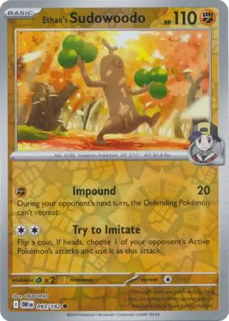 Destined Rivals Ethan's Sudowoodo #93/182 reverse holo