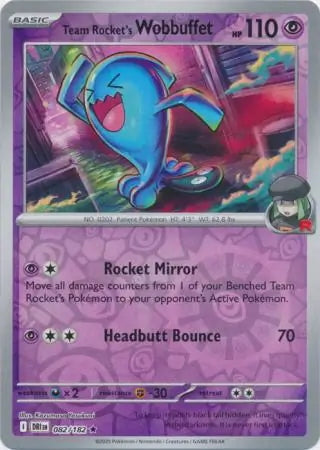 Destined Rivals Team Rocket's Wobbuffet #82/182 reverse holo