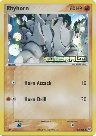 EX Emerald Rhyhorn #62/106 reverse holo