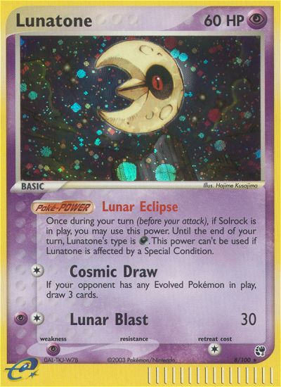 EX Sandstorm Holo Lunatone #8/100