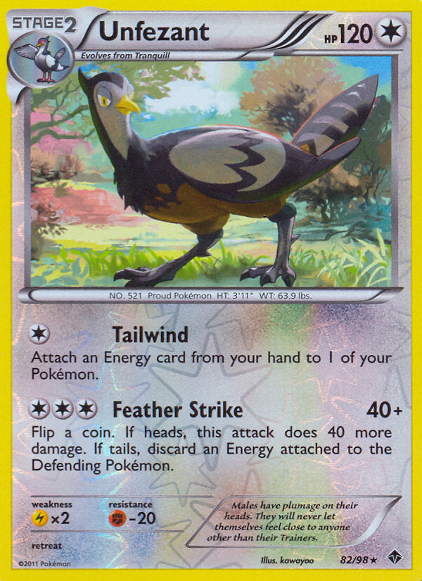 Emerging Powers Unfezant #82/98 reverse holo