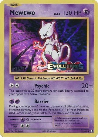 Evolutions Holo Mewtwo #51 Staff Prerelease Promo