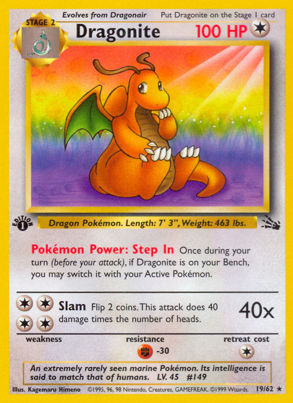 Fossil set Non Holo Dragonite #19/62 first edition
