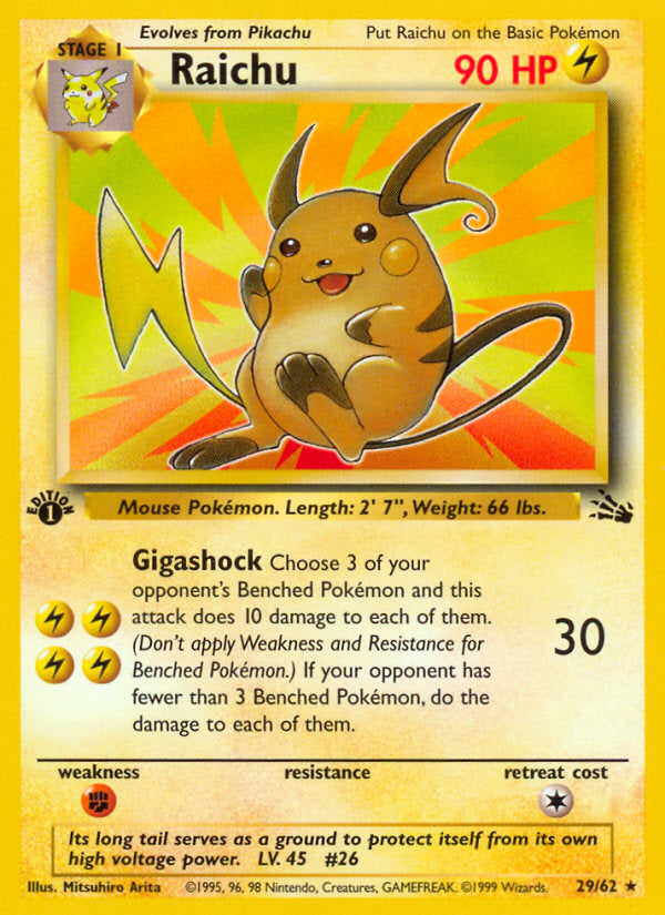 Fossil set Non Holo Raichu #29/62 first edition