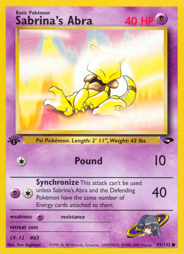 Gym Challenge Sabrina's Abra #93/132 first edition