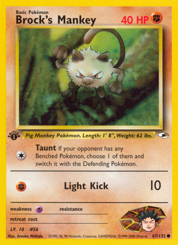 Gym Heroes Brock's Mankey #67/132 first edition