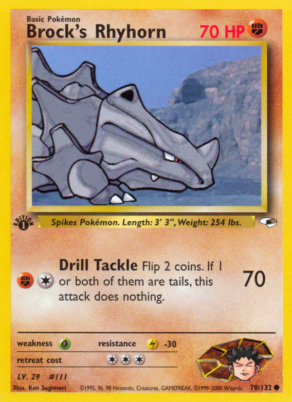 Gym Heroes Brock's Rhyhorn #70/132 first edition