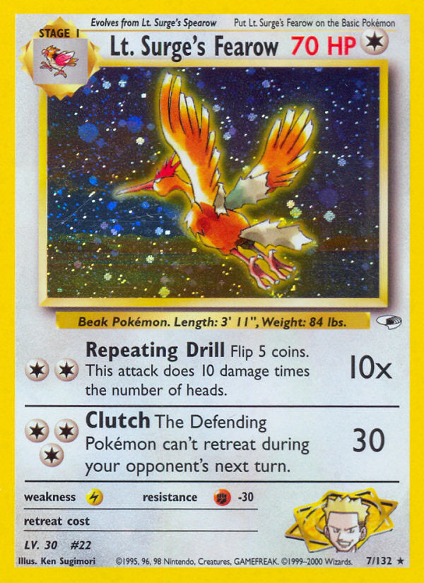 Gym Heroes Holo Lt. Surge's Fearow #7/132 unlimited