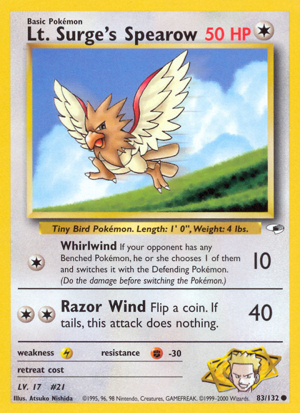 Gym Heroes Lt. Surge's Spearow #83/132 unlimited