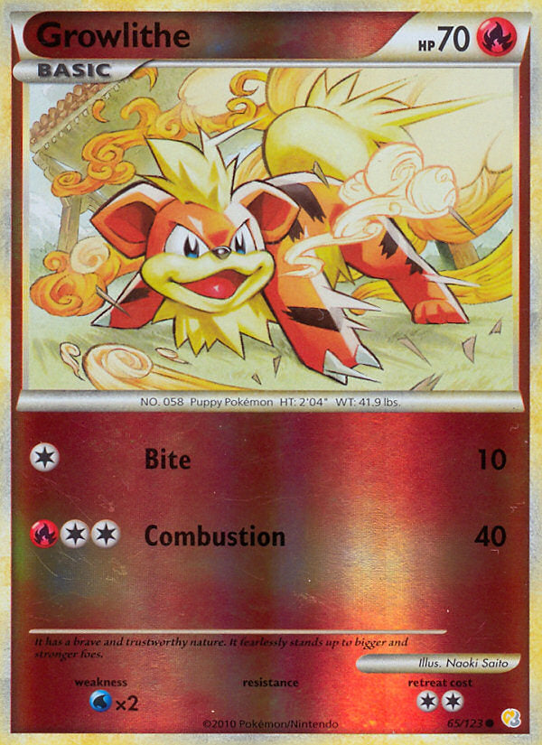 HeartGold SoulSilver Growlithe #65/123 reverse holo