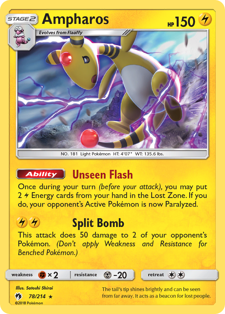 Lost Thunder Non - Holo Ampharos #78/214
