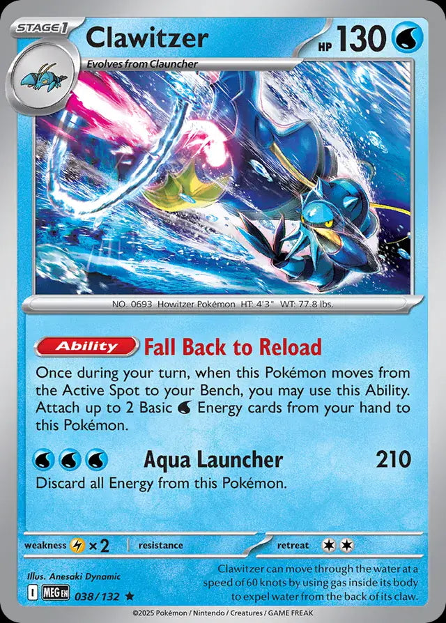 Mega Evolution Holo Clawitzer #038/132