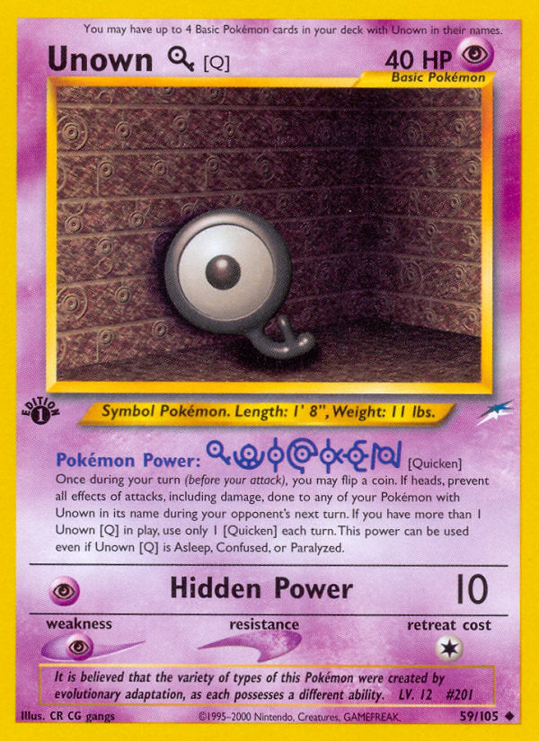 Neo Destiny Unown Q #59/105 first edition