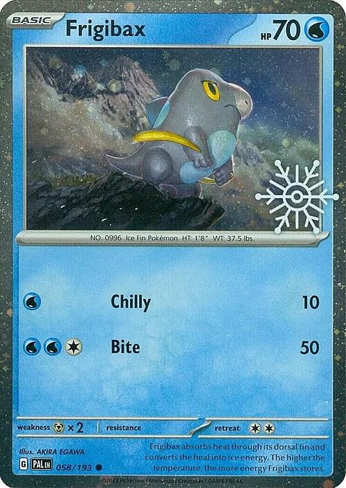 Paldea Evolved Frigibax #58/193 Snowflake Stamp
