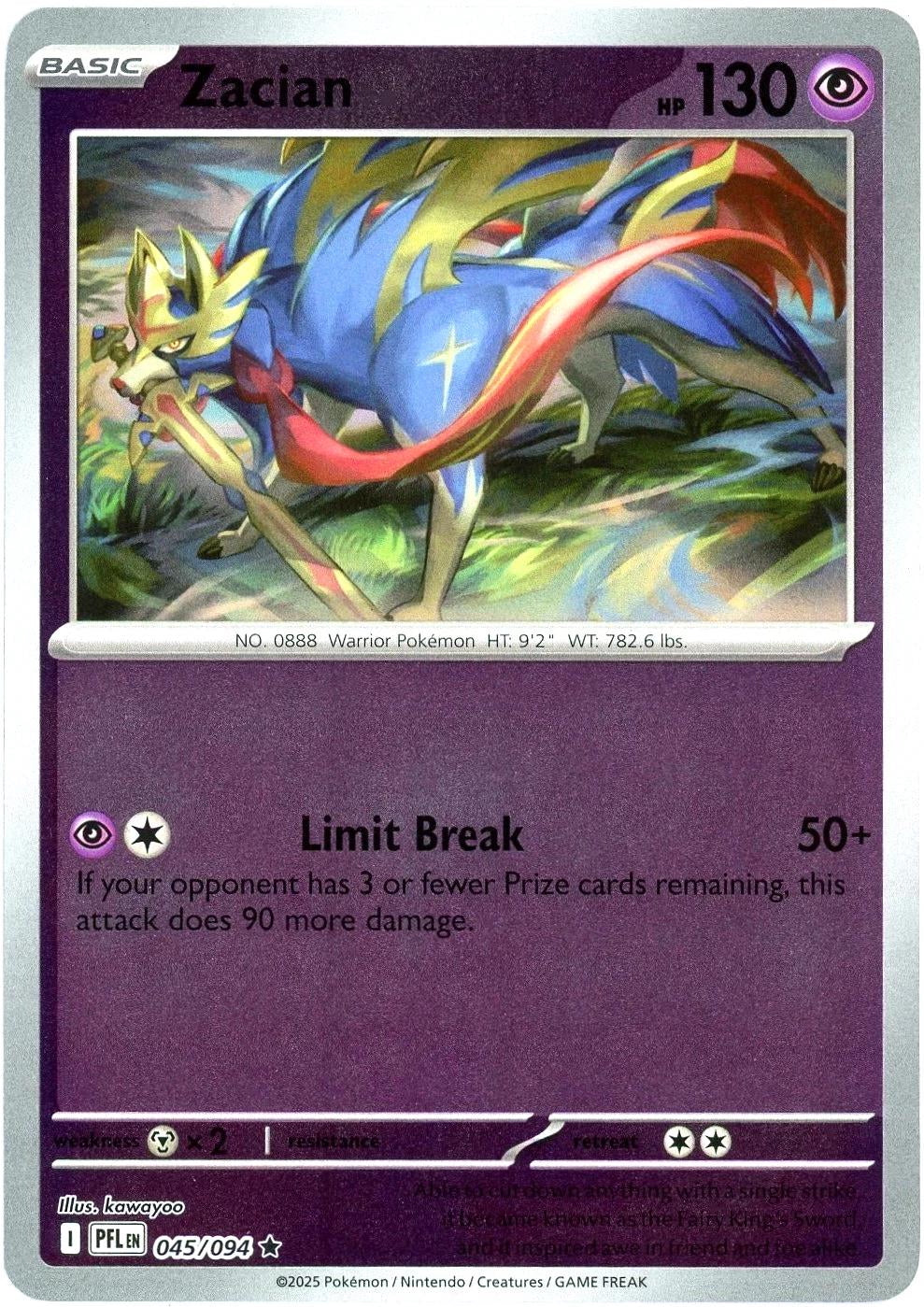 Phantasmal Flames Zacian #045/94 Reverse Holo