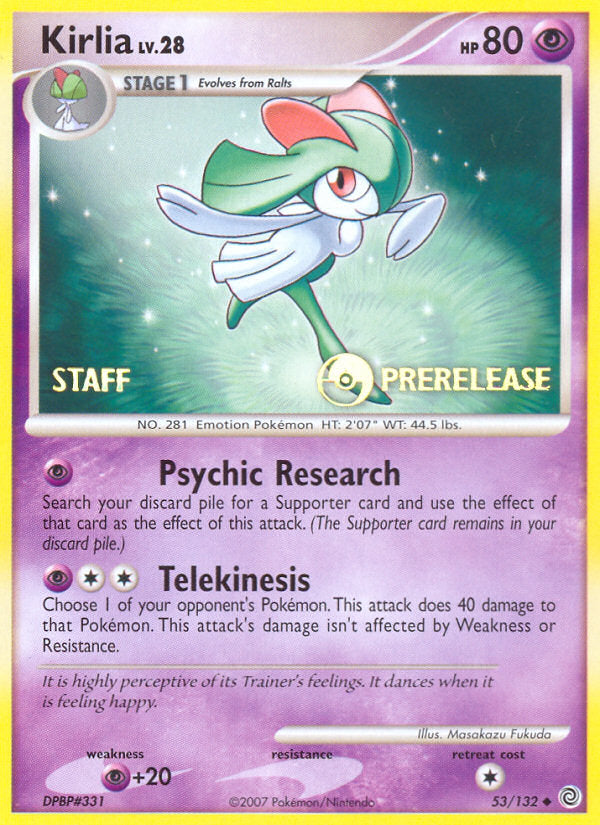 Secret Wonders Kirlia #53 Staff prerelease