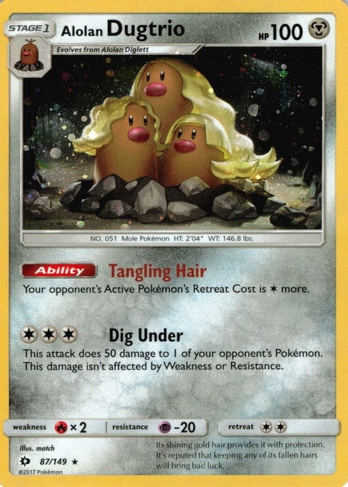 Sun & Moon Alolan Dugtrio #87/149 Galaxy Holo