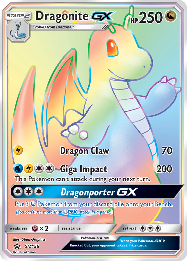 Sun & Moon Promo Dragonite GX #156