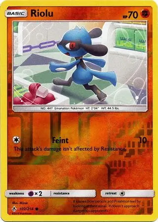 Unbroken Bonds Riolu #102/214 reverse holo
