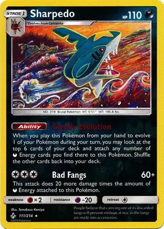 Unbroken Bonds Sharpedo #111/214 reverse holo