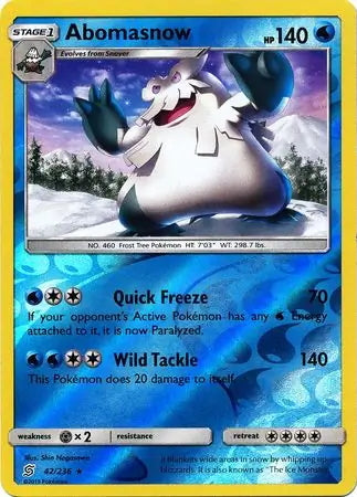 Unified Minds Abomasnow #42/236 reverse holo
