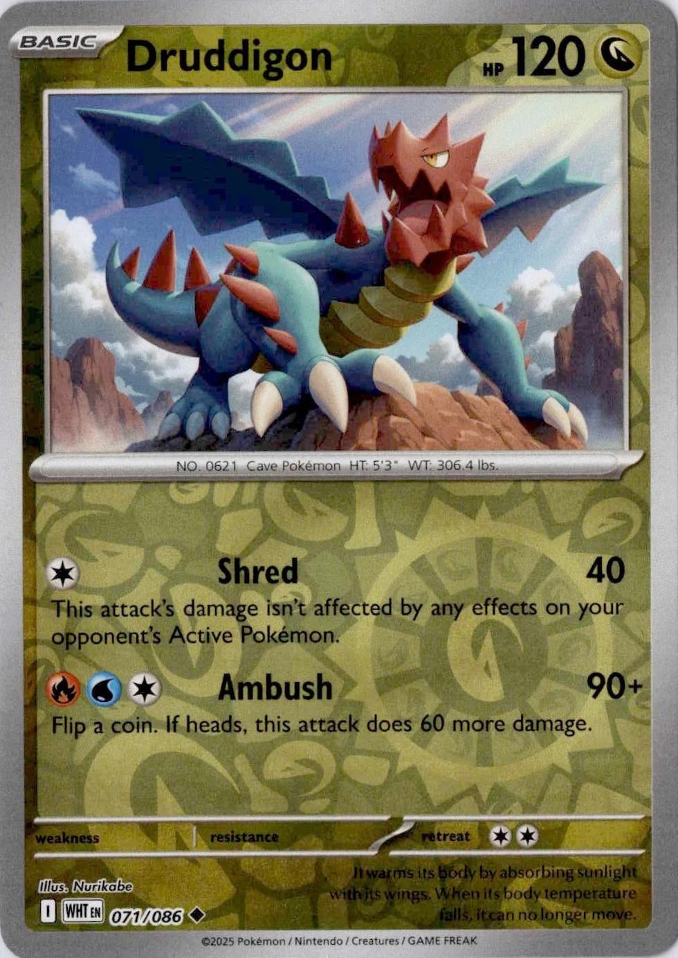 White Flare Druddigon #71/86 Reverse Holo