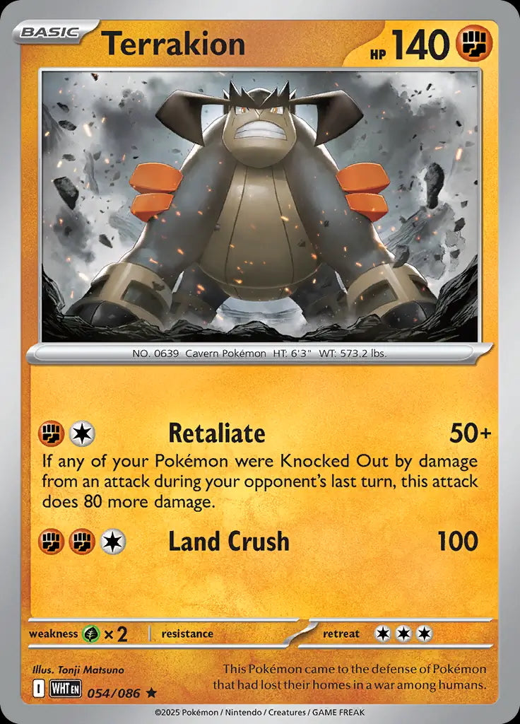 White Flare Holo Terrakion #54/86