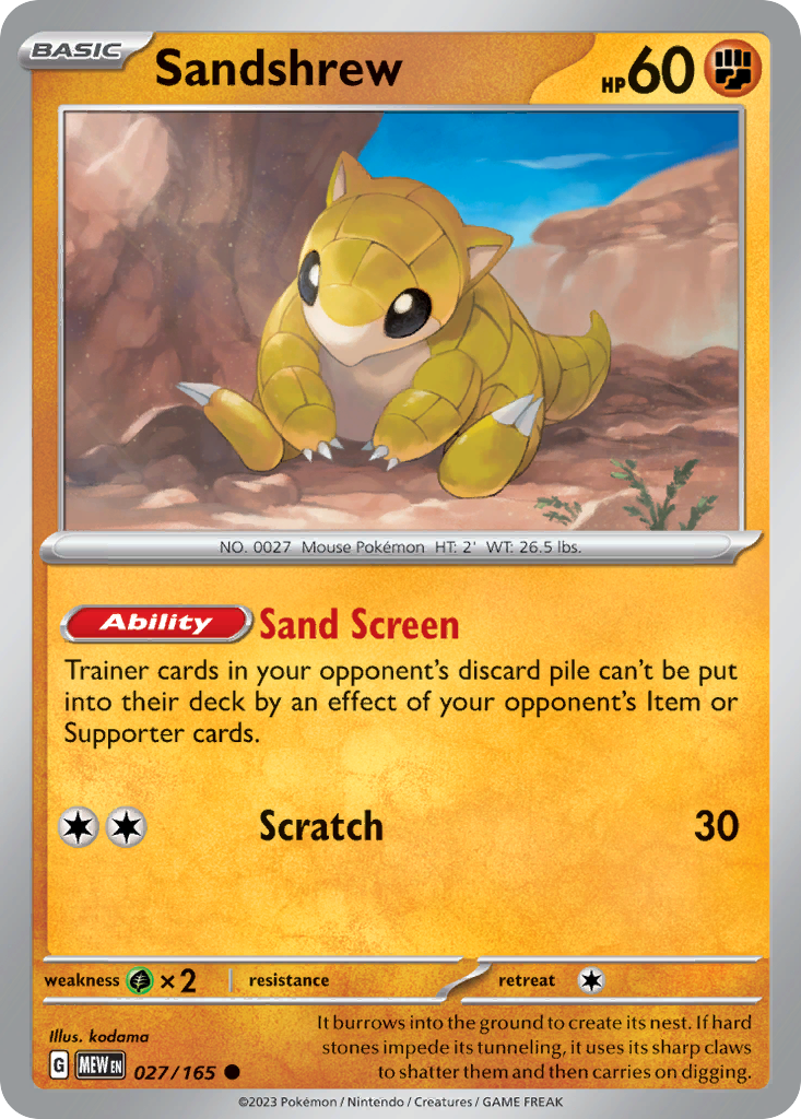 151 Set Sandshrew #27/165