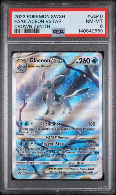 2023 Crown Zenith Glaceon VSTAR GG40 PSA 8 #140840559