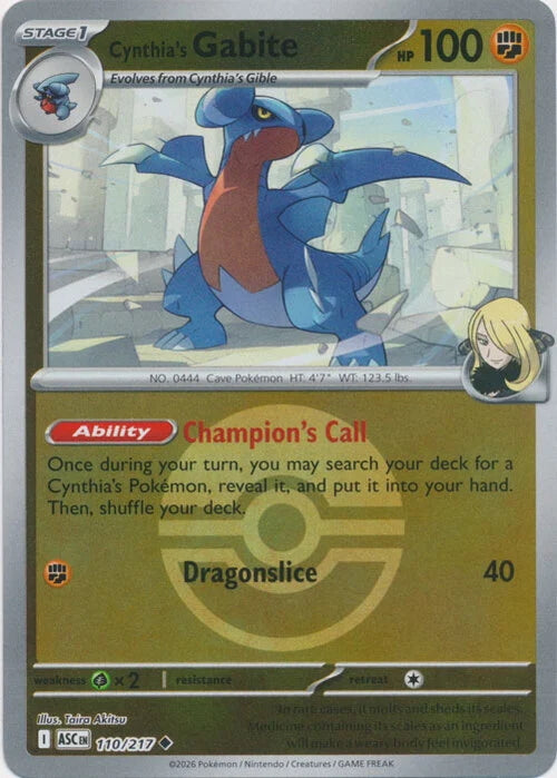 Ascended Heroes Cynthia’s Gabite #110/217 Pokeball Reverse Holo