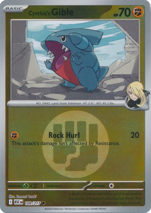 Ascended Heroes Cynthia’s Gible #109/217 Reverse Holo