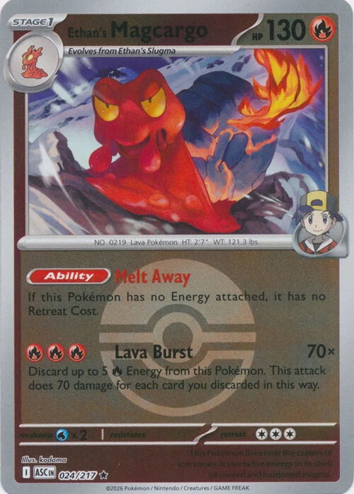 Ascended Heroes Ethan’s Magcargo #024/217 Pokeball Reverse Holo