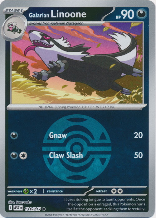 Ascended Heroes Galarian Linoone #131/217 Pokeball Reverse Holo