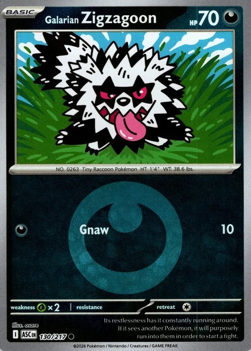 Ascended Heroes Galarian Zigzagoon #130/217 Reverse Holo