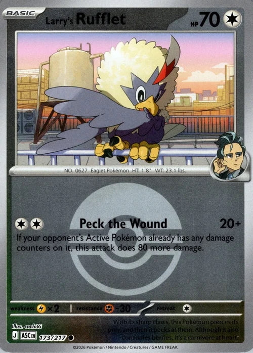 Ascended Heroes Larry’s Rufflet #173/217 Pokeball Reverse Holo